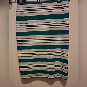 Ann Taylor Factory  Striped Green and White Skirt